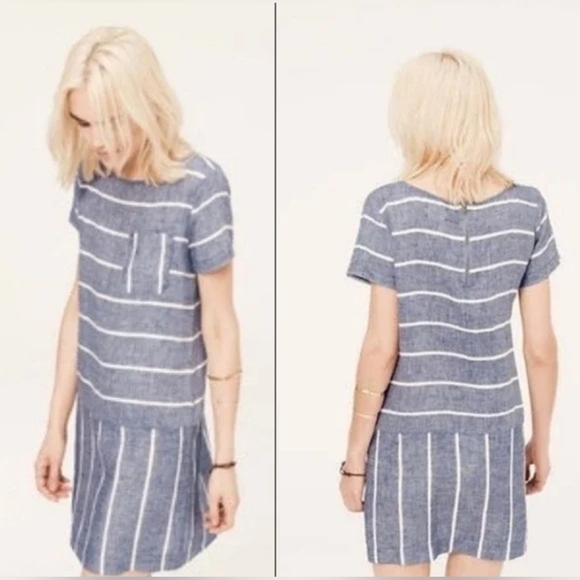 Lou & Grey Dresses & Skirts - Loft Lou & GreyBlue and White Striped Linen Tunic Dress Size L